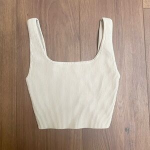 Aritzia Cream Ribbed Tank Top
